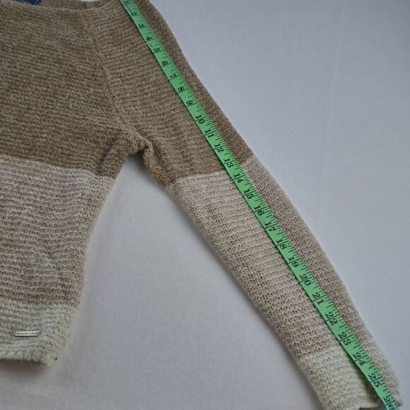 Abercrombie & Fitch Women's Color Block Boat Neck Sweater Tan Brown Size Medium - Picture 8 of 8